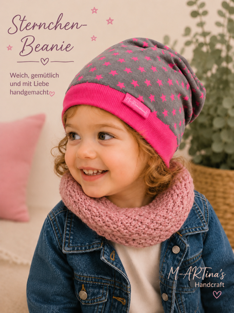 "Pinke Sterne" - Beanie Gr. 50