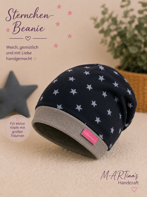 "Hellblaue Sterne" - Beanie Gr. 50