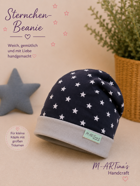 "Hellblaue Sterne" - Beanie Gr. 56