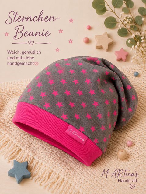 "Pinke Sterne" - Beanie Gr. 50